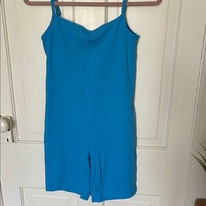 Bright Blue Spaghetti-Strap Romper Jumpsuit